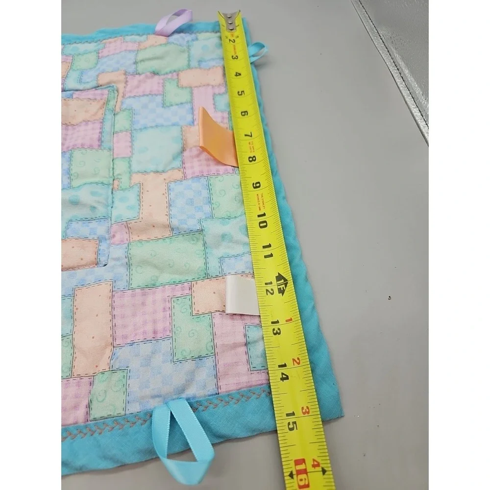 Taggies Brand‎ Quilted Pattern Tag Lovey Security Baby Blanket Multicolor